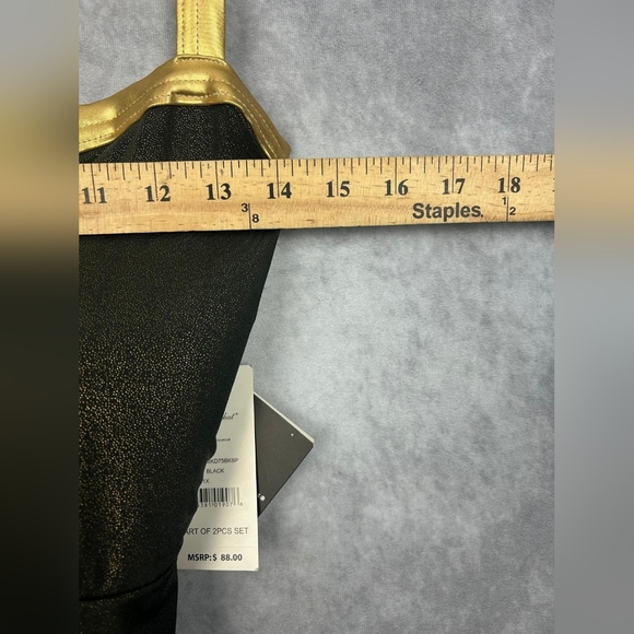 Baby Phat Black & Gold Metallic Sparkle Logo Print One Piece Swimsuit - Size 1X - Picture 8 of 12